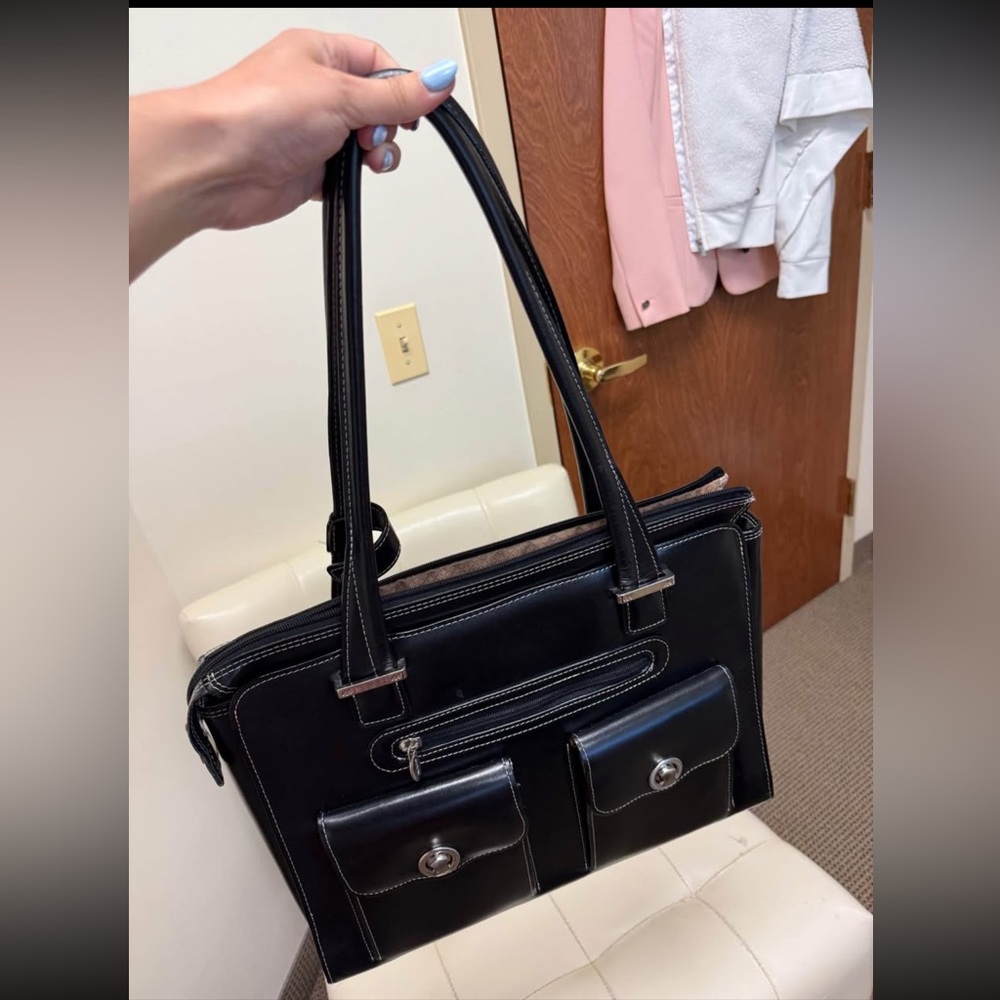 Elegant Black Leather Briefcase
